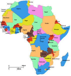 map of AFrica, African countries, continent of AFrica