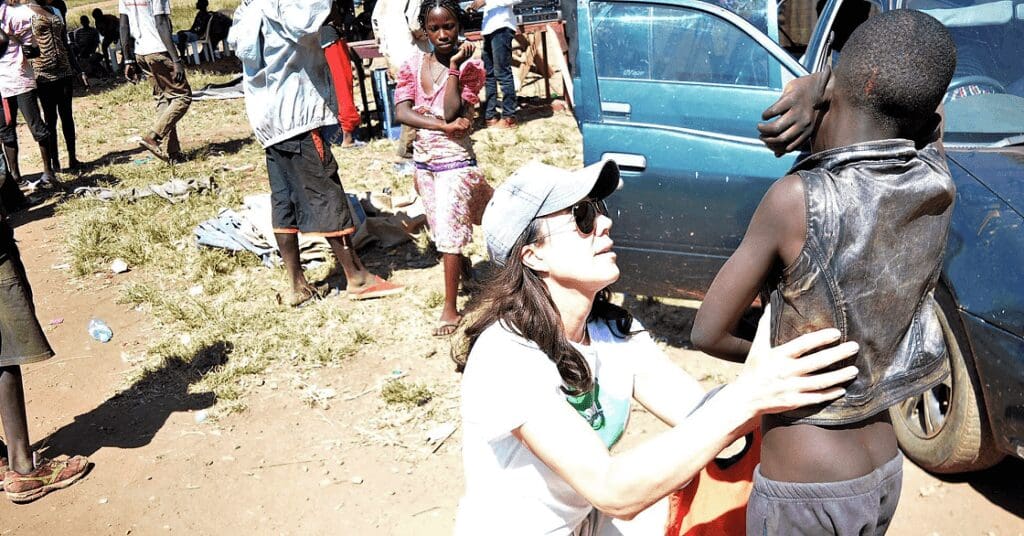 Woman comforting a child in need.