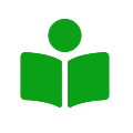2 A green square with an open book and a person