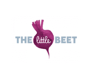 A purple beet with the words " the little beet ".