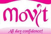 A pink and white logo for movita.